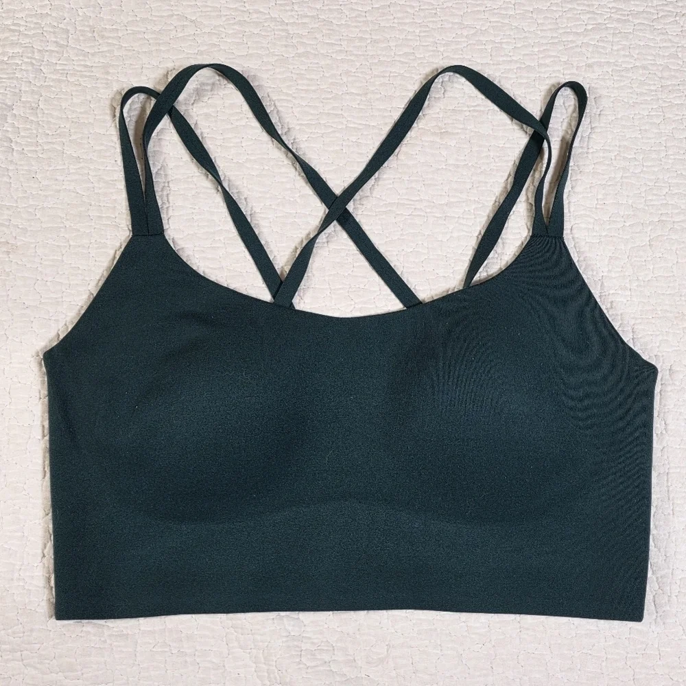 OFFLINE By Aerie Real Me Hold Up Forest Green Sports Bra - Picture 2 of 6